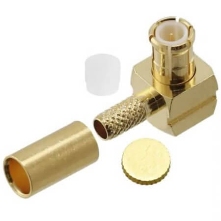 919-104P-51AX CONNECTOR MCX PLUG R/A 50 OHM SOLDER AMPHENOL - 1