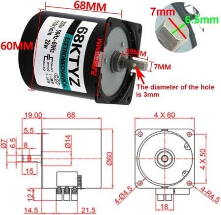AC110V 28W 68KTYZ Permanent Magnet Synchronous Motor 15RPM - 2