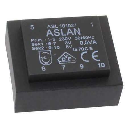 ASL-101027 EI30/5/0,5VA-230V-2X8V TRAFO - 1
