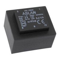 ASL130040 TRAFO DOKUMLU 2X12V 6/230V EI38/13,6 - 1