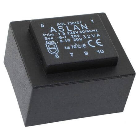 ASL130101 TRAFO DOKUMLU 3,/2VA 2X20V EI38/13.6 - 1