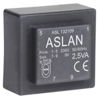 ASL132106 TRAFO DOKUMLU 2.5VA 6V EI38/7.5 - 1