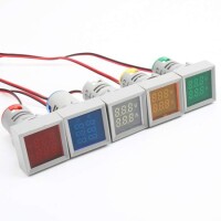 Beyaz AC50-500V 0-100A 0-100Hz 22mm AD16-22AVHz Kare Kapaklı LED Voltmetre Ampermetre Hertz Metre - 3