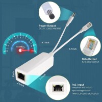 Beyaz DC5.5x2.1mm 100M PoE Ayırıcı 48V - 12V 2A - 3