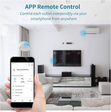 Beyaz Tuya Wifi Akıllı Güç Şeridi 2 Usb AC Fiş 15A 1.8 M Alexa Google Home US Fişli İçin - 4