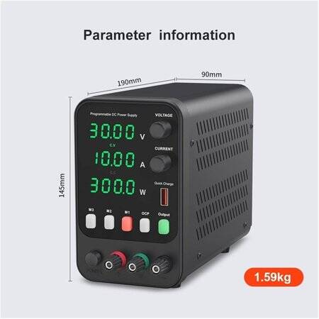 Beyaz WPS3010B 30V 10A DC Ayarlı Güç Kaynağı 220V EU Fişli - 3