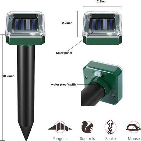 Big Square Ultrasonic Solar Powered Mole Repeller - 2