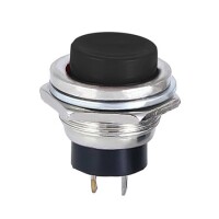 Black DS-212 16mm 2 PIN Momentary Self-Reset Off-On Round Button Switch - 1