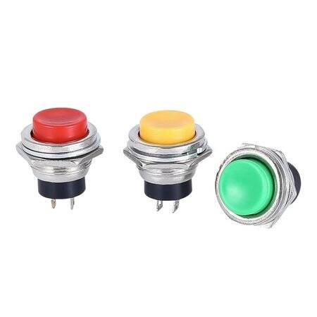 Black DS-212 16mm 2 PIN Momentary Self-Reset Off-On Round Button Switch - 4