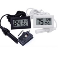 Black FY-12 Mini LCD Digital Thermometer Hygrometer Fridge Freezer Tester Temperature Humidity Meter With 1.5 Meter Wire With Battery - 1