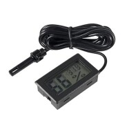 Black FY-12 Mini LCD Digital Thermometer Hygrometer Fridge Freezer Tester Temperature Humidity Meter With 1.5 Meter Wire Without Battery - 1