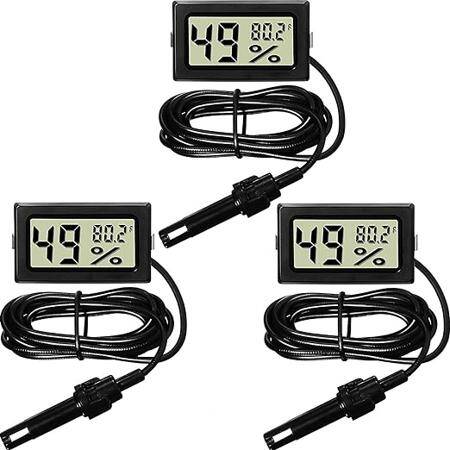 Black FY-12 Mini LCD Digital Thermometer Hygrometer Fridge Freezer Tester Temperature Humidity Meter With 1.5 Meter Wire Without Battery - 2