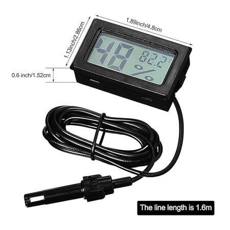 Black FY-12 Mini LCD Digital Thermometer Hygrometer Fridge Freezer Tester Temperature Humidity Meter With 1.5 Meter Wire Without Battery - 3