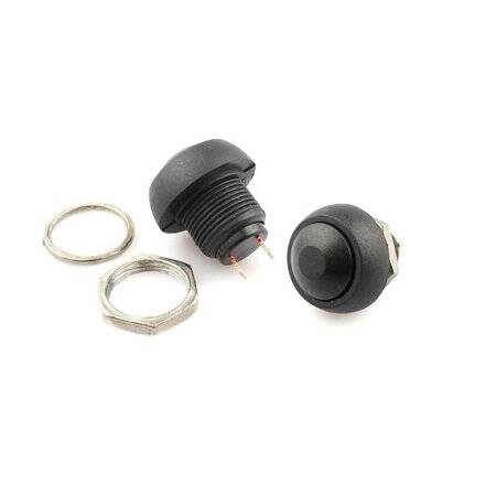 Black Waterproof PBS-33B 12mm 2 PIN Self-Reset Mini Round Push Button - 1