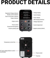 Black WPS3010H 30V 10A DC Adjustable RegulaTor Power Supply With Cable 110V US Plug - 3