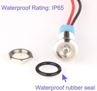 Blue 220V 8mm LED Metal Indicator Light With 15cm Cable - 5
