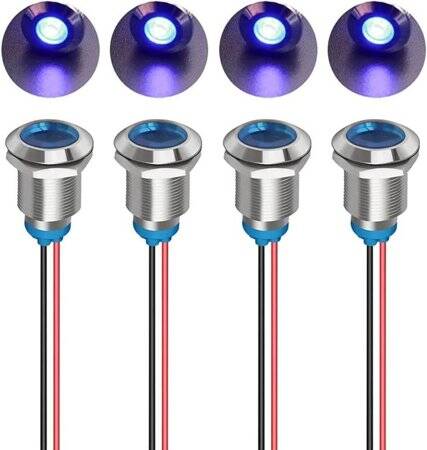 Blue 3-9V 12mm LED Metal Indicator Light - 1