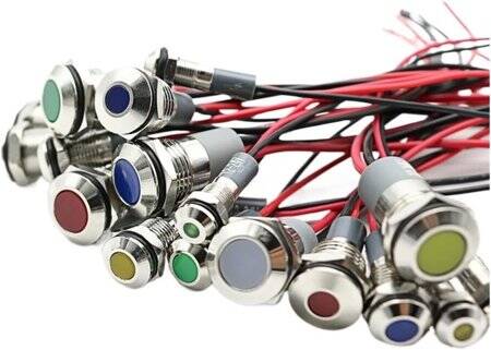 Blue 3-9V 14mm LED Metal Indicator Light With 15cm Cable - 1
