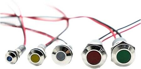 Blue 3-9V 14mm LED Metal Indicator Light With 15cm Cable - 3