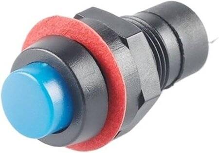 Blue DS-211 10mm 2 PIN Self-Locking Round Button Switch - 1