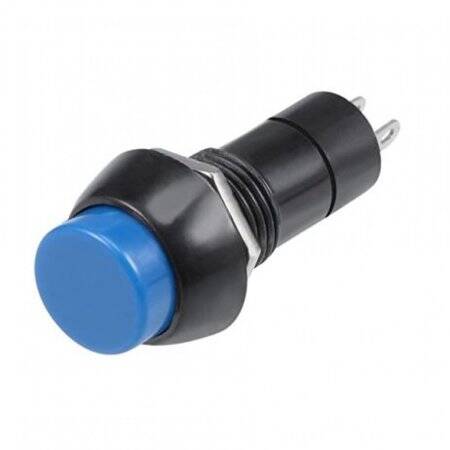 Blue PBS-11B 12mm 2 PIN Momentary Self-Reset Round Plastic Push Button Switch - 1