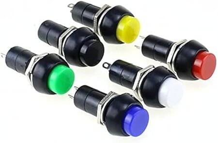 Blue PBS-11B 12mm 2 PIN Momentary Self-Reset Round Plastic Push Button Switch - 3