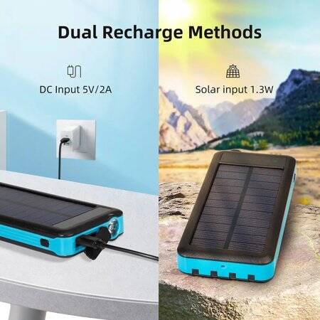 Blue Removable Solar Energy Charger Quick Charge 2000MA With 6 Boards - 1