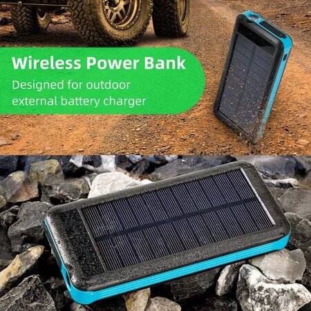 Blue Removable Solar Energy Charger Quick Charge 2000MA With 6 Boards - 2