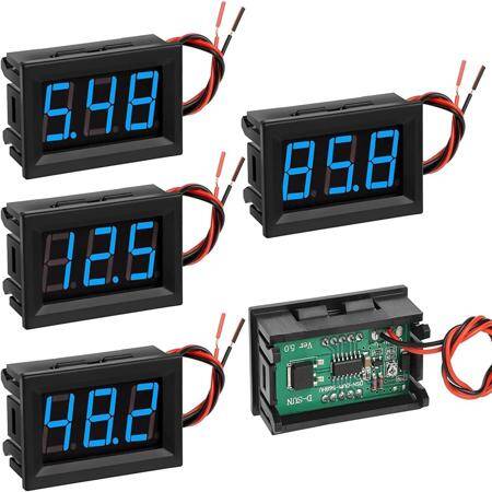 Blue Two-Wire 0-56 Inch DC5V-120V DC Digital Display Voltmeter For Car Bicycle Motorcycle - 1