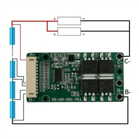 BMS 10S 36V 15A 18650 Li-ion Lithium Battery Charge Protection Board PCB PCM Common Port For Escooter E-Bike Power Bank Charging With 40CM 2.0MM Cable - 2
