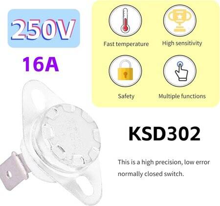 Ceramics KSD302 135 Degree Normally Open NC Temperature Controlled Switch Thermostat 250V 10A Temperature Control - 3