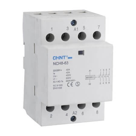 CHINT-256215 NCH8 SERİSİ SESSİZ KONTAKTÖR / 4 KUTUPLU 40A 2NA+2 - 1