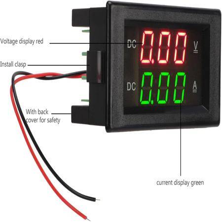 Çift Led 0-28 İnç Ekran DC0-100V 10A Gerilim Ve Akım Testi Dijital Enstrüman Dijital Metre Paneli Amplifikatör Kırmızı Yeşil 10A - 3