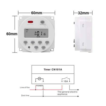 CN101A 220V LCD Digital Timer Programmable Time Switch inside Battery - 2