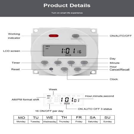 CN101A 220V LCD Digital Timer Programmable Time Switch inside Battery - 6