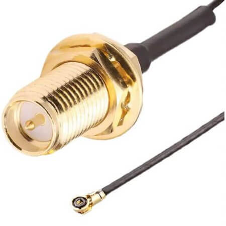 CSJ-RGFB-100-MHF4 RP-SMA FEMALE BULKHEAD TO RIGHT ANGLE MHF4 PLUG WI - 1