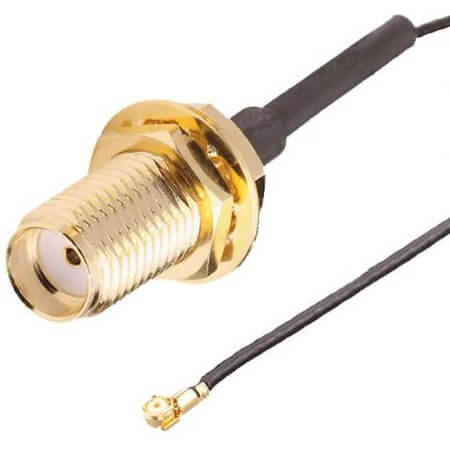 CSJ-SGFB-100-MHF3 SMA FEMALE BULKHEAD TO RIGHT ANGLE MHF3 PLUG WITH - 1