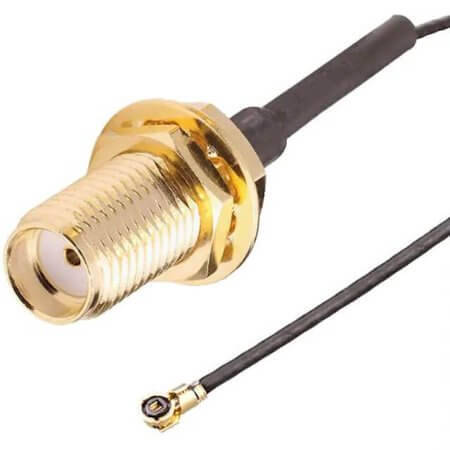 CSJ-SGFB-100-MHF4 SMA FEMALE BULKHEAD TO RIGHT ANGLE MHF4 PLUG WITH - 1