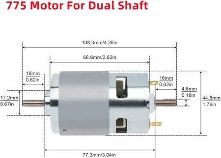 D Şaft 775 12V 3000RPM Yüksek Hızlı Yüksek Torklu DC Motor Çift Şaftlı - 2