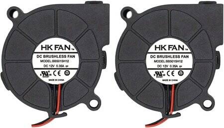 DC12V 0-28A 5015 Double Ball Centrifugal Fan With XH2-54-2P 30cm Cable Size:50x50x15mm - 1