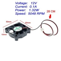 DC12V 5010 Double Ball Cooling Fan With XH2-54-2P 12CM Cable Size:50x50x10mm - 2
