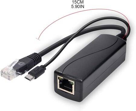 DC5.5x2.1mm 100M PoE Splitter 48V To 5V 3A - 1