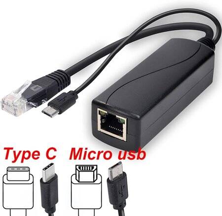 DC5.5x2.1mm 100M PoE Splitter 48V To 5V 3A - 4