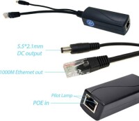 DC5.5x2.1mm Gigabit PoE Splitter 48V To 12V 1A - 2