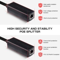DC5.5x2.1mm Gigabit PoE Splitter 48V To 12V 2A - 3