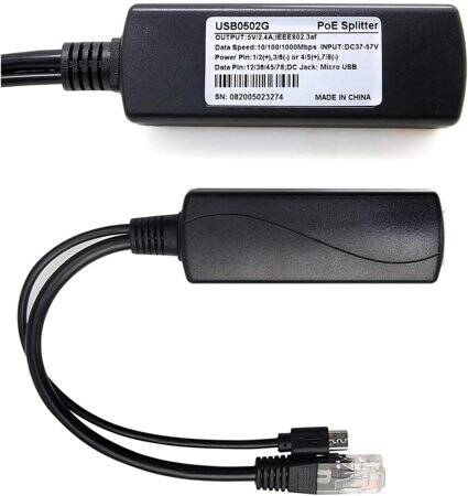 DC5.5x2.1mm Gigabit PoE Splitter 48V To 5V 2.4A - 4