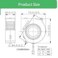 DC5V 7530 Double Ball Centrifugal Fan With XH2-54-2P 30cm Cable Size:75x75x30mm - 4