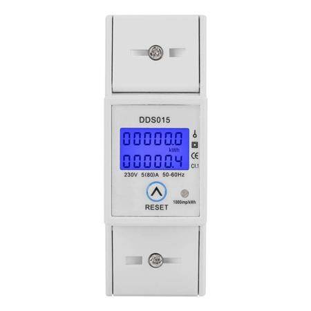DDS015 5-80A 230V 50Hz Digital LCD Single Phase Energy Meter Watt Meter DIN Rail Mounting Without Battery - 1
