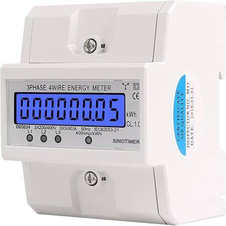 DDS024 3 Phase 4 Wire Electronic Power Consumption Energy Meter 5-80A 380V AC 50Hz LCD Back Light Display - 1