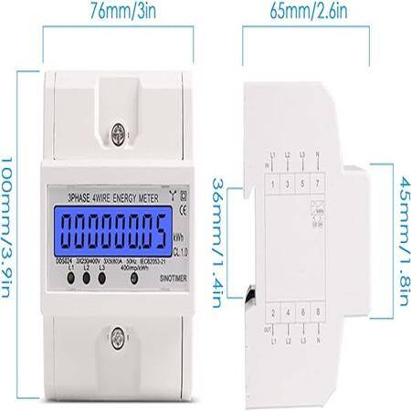 DDS024 3 Phase 4 Wire Electronic Power Consumption Energy Meter 5-80A 380V AC 50Hz LCD Back Light Display - 2